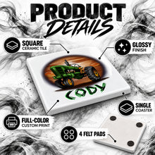 H009 Tractor ceramic coaster by Mythic Airbrush, original Air-Volution design — product image 3