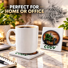 H009 Tractor ceramic coaster by Mythic Airbrush, original Air-Volution design — product image 4