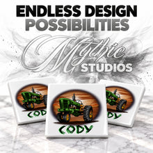 H009 Tractor ceramic coaster by Mythic Airbrush, original Air-Volution design — product image 6