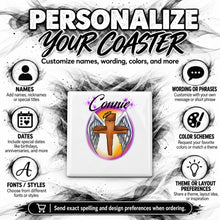 H010 Angel Wings Christian Cross ceramic coaster by Mythic Airbrush, original Air-Volution design — product image 5