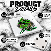 H012 Money Symbol ceramic coaster by Mythic Airbrush, original Air-Volution design — product image 3