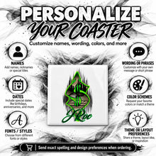 H012 Money Symbol ceramic coaster by Mythic Airbrush, original Air-Volution design — product image 5