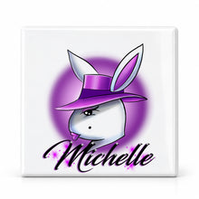 H016 Girl Bunny Character ceramic coaster by Mythic Airbrush, original Air-Volution design — main image