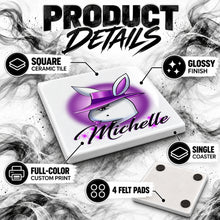 H016 Girl Bunny Character ceramic coaster by Mythic Airbrush, original Air-Volution design — product image 3