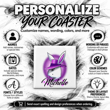 H016 Girl Bunny Character ceramic coaster by Mythic Airbrush, original Air-Volution design — product image 5