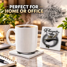 H017 Boy Bunny Character ceramic coaster by Mythic Airbrush, original Air-Volution design — product image 4