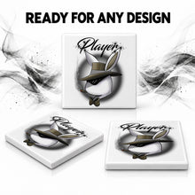 H017 Boy Bunny Character ceramic coaster by Mythic Airbrush, original Air-Volution design — product image 7