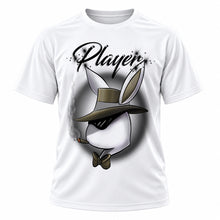 Boy bunny character on personalized graphic T-shirt, Mythic Airbrush design H017