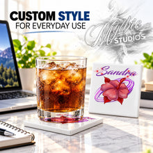 H019 Hibiscus Flower ceramic coaster by Mythic Airbrush, original Air-Volution design — product image 2
