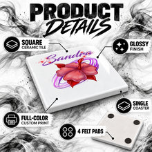H019 Hibiscus Flower ceramic coaster by Mythic Airbrush, original Air-Volution design — product image 3