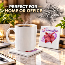 H019 Hibiscus Flower ceramic coaster by Mythic Airbrush, original Air-Volution design — product image 4