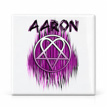 H023 Heart gram ceramic coaster by Mythic Airbrush, original Air-Volution design — main image