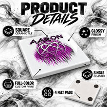 H023 Heart gram ceramic coaster by Mythic Airbrush, original Air-Volution design — product image 3