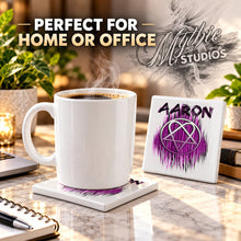 H023 Heart gram ceramic coaster by Mythic Airbrush, original Air-Volution design — product image 4