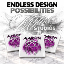H023 Heart gram ceramic coaster by Mythic Airbrush, original Air-Volution design — product image 6