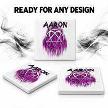 H023 Heart gram ceramic coaster by Mythic Airbrush, original Air-Volution design — product image 7
