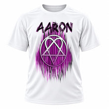 Personalized Heart gram T-Shirt, front-view T-shirt mockup featuring custom Air-Volution artwork by Mythic Airbrush