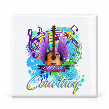 H047 Guitar Music Notes ceramic coaster by Mythic Airbrush, original Air-Volution design — main image