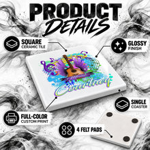 H047 Guitar Music Notes ceramic coaster by Mythic Airbrush, original Air-Volution design — product image 3