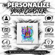 H047 Guitar Music Notes ceramic coaster by Mythic Airbrush, original Air-Volution design — product image 5