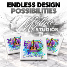 H047 Guitar Music Notes ceramic coaster by Mythic Airbrush, original Air-Volution design — product image 6