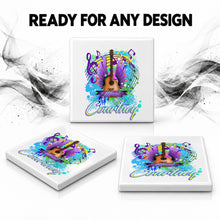 H047 Guitar Music Notes ceramic coaster by Mythic Airbrush, original Air-Volution design — product image 7