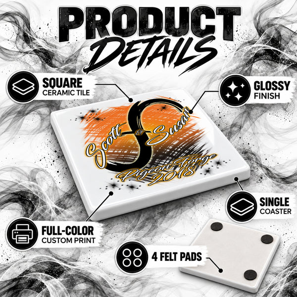 H048 Infinity Sign ceramic coaster by Mythic Airbrush, original Air-Volution design — product image 3