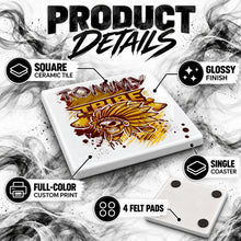 H049 Skull Logo ceramic coaster by Mythic Airbrush, original Air-Volution design — product image 3