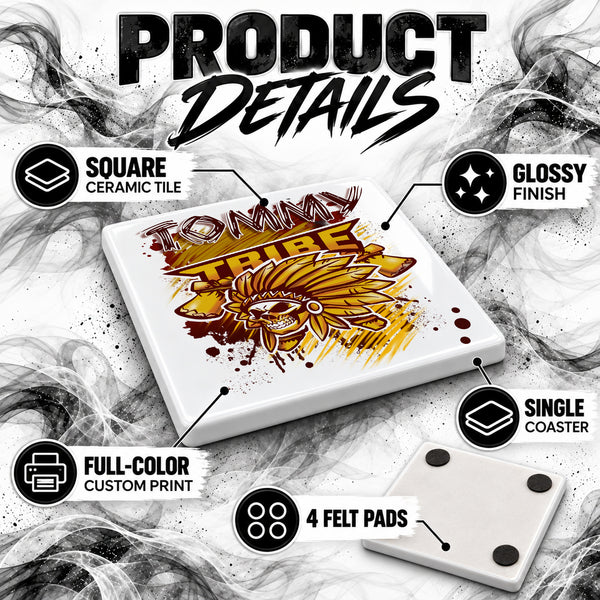 H049 Skull Logo ceramic coaster by Mythic Airbrush, original Air-Volution design — product image 3