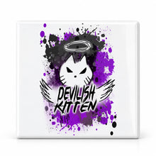 H050 Devil Kitten Logo ceramic coaster by Mythic Airbrush, original Air-Volution design — main image