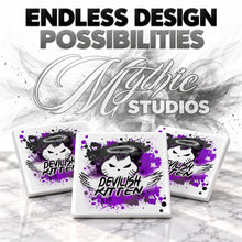 H050 Devil Kitten Logo ceramic coaster by Mythic Airbrush, original Air-Volution design — product image 6