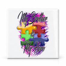 H051 Autism Awareness Puzzle Pieces ceramic coaster by Mythic Airbrush, original Air-Volution design — main image