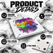 H051 Autism Awareness Puzzle Pieces ceramic coaster by Mythic Airbrush, original Air-Volution design — product image 3