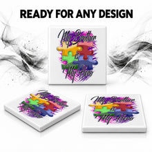 H051 Autism Awareness Puzzle Pieces ceramic coaster by Mythic Airbrush, original Air-Volution design — product image 7