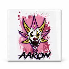 H052 Wicked Clown ceramic coaster by Mythic Airbrush, original Air-Volution design — main image