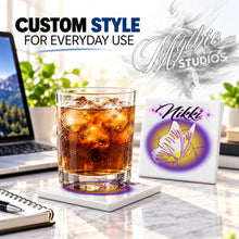 I001 Butterfly ceramic coaster by Mythic Airbrush, original Air-Volution design — product image 2