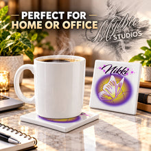 I001 Butterfly ceramic coaster by Mythic Airbrush, original Air-Volution design — product image 4