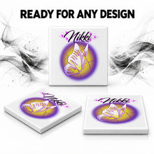 I001 Butterfly ceramic coaster by Mythic Airbrush, original Air-Volution design — product image 7