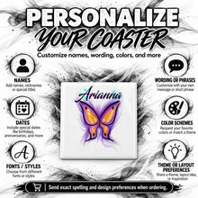 I002 Butterfly ceramic coaster by Mythic Airbrush, original Air-Volution design — product image 5