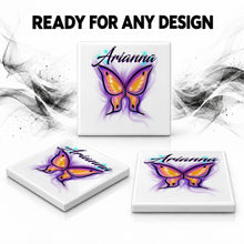 I002 Butterfly ceramic coaster by Mythic Airbrush, original Air-Volution design — product image 7