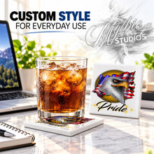 I003 American Flag Bald Eagle ceramic coaster by Mythic Airbrush, original Air-Volution design — product image 2
