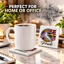 I003 American Flag Bald Eagle ceramic coaster by Mythic Airbrush, original Air-Volution design — product image 4