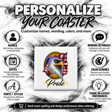 I003 American Flag Bald Eagle ceramic coaster by Mythic Airbrush, original Air-Volution design — product image 5