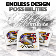 I003 American Flag Bald Eagle ceramic coaster by Mythic Airbrush, original Air-Volution design — product image 6