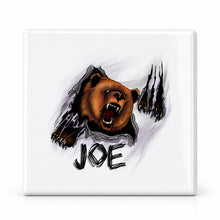 I006 Angry Bear ceramic coaster by Mythic Airbrush, original Air-Volution design — main image