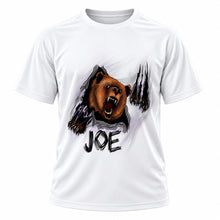 Personalized Angry Bear T-Shirt, front-view T-shirt mockup featuring custom Air-Volution artwork by Mythic Airbrush