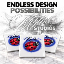 I007 Ladybug ceramic coaster by Mythic Airbrush, original Air-Volution design — product image 6