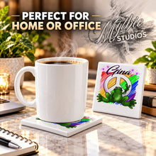 I009 Peace Frog ceramic coaster by Mythic Airbrush, original Air-Volution design — product image 4