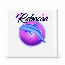 I010 Dolphin ceramic coaster by Mythic Airbrush, original Air-Volution design — main image