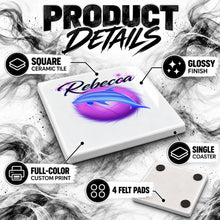 I010 Dolphin ceramic coaster by Mythic Airbrush, original Air-Volution design — product image 3